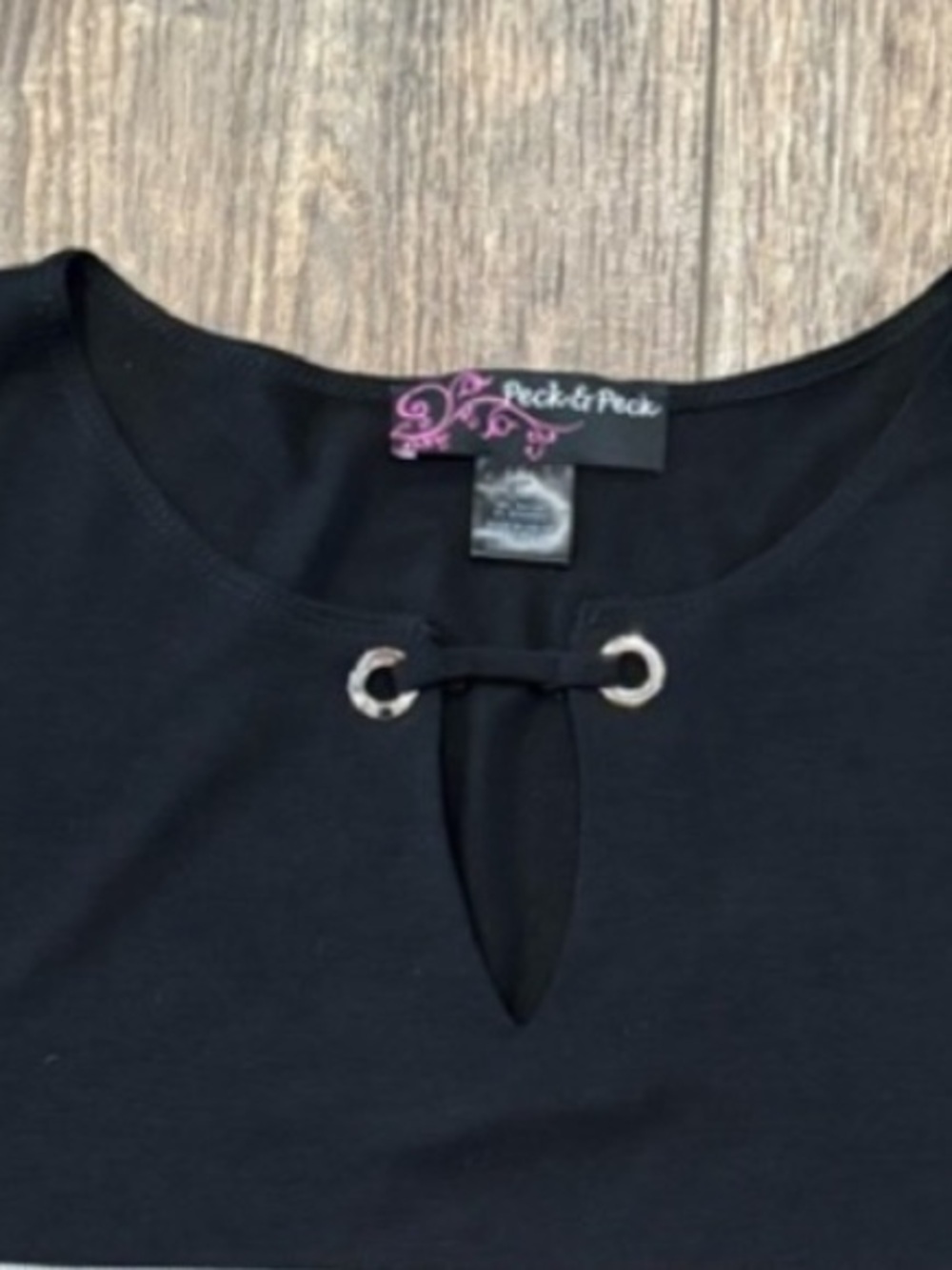 Peck & Peck Black Grommet-Trim V-Neck Tunic